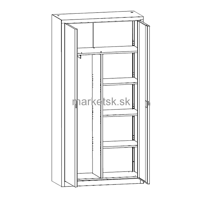 Kovová kancelárska skriňa OF012 - 199 x 120 x 43,5 cm