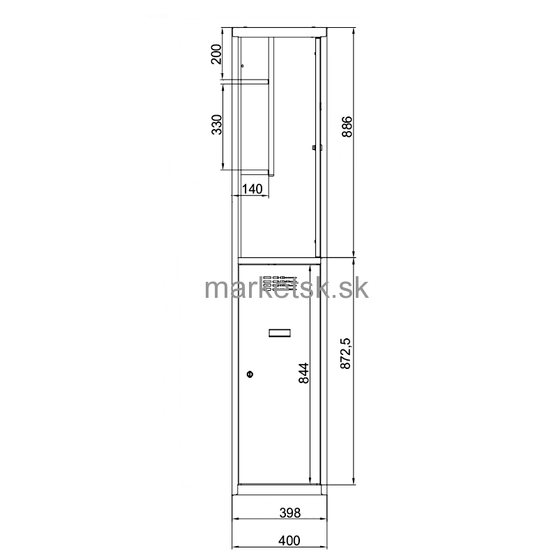Školská šatňová skriňa SBPX042 - 194 x 80 x 50 cm