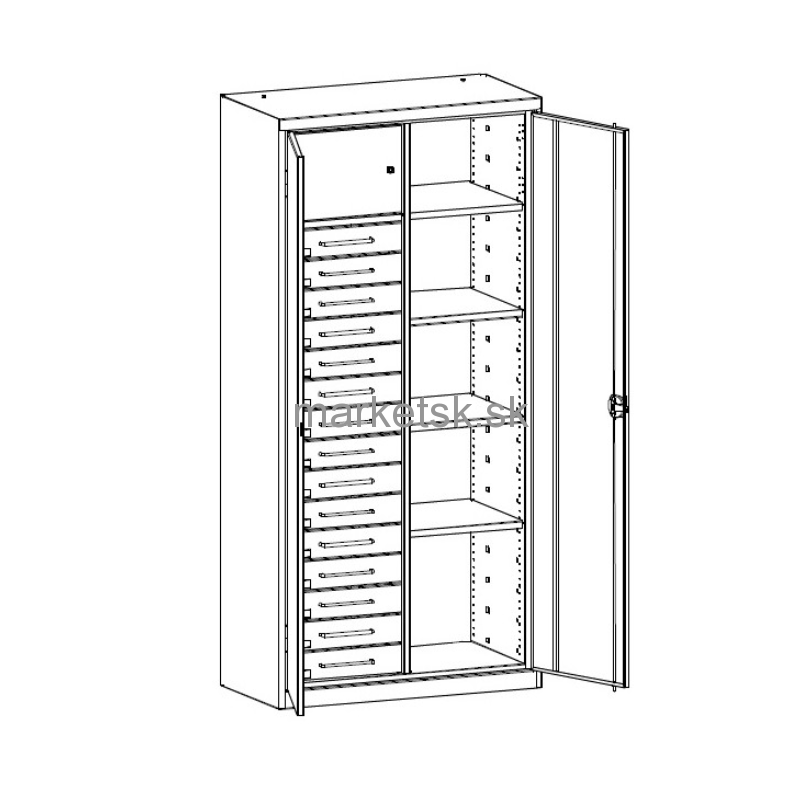 Kovová kombinovaná skriňa HT005 - 195 x 100 x 50 cm