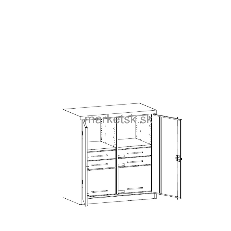 Kovová kombinovaná skriňa HT009 - 100 x 100 x 50 cm
