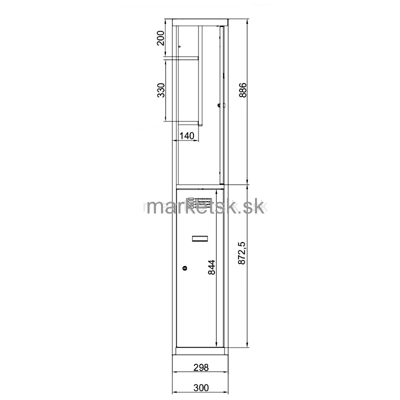 Školská šatňová skriňa SBPX033 - 194 x 90 x 50 cm